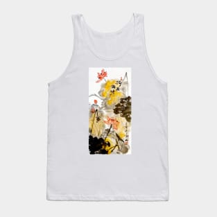 3 Lotuses Surrounded by Yellow Lillies Tank Top